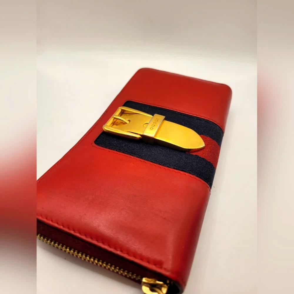 Gucci Sylvie Leather Long Red Sherry Line Wallet - Picture 4 of 6